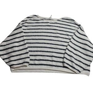Free People Bardot Sweater White Black Stripe Cropped Women's‎ Small Boho